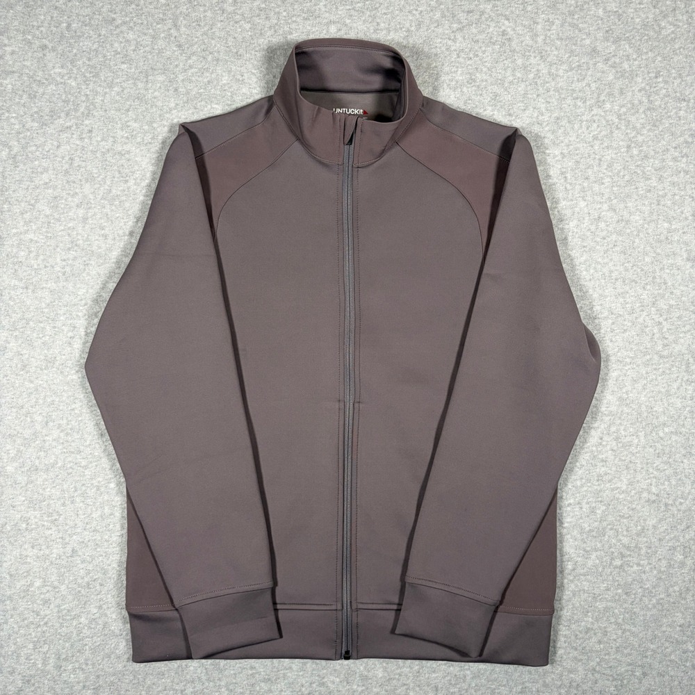 UNTUCKit Full Zip Jacket Mens Medium Brown Performance Elastane Blend Mock Neck